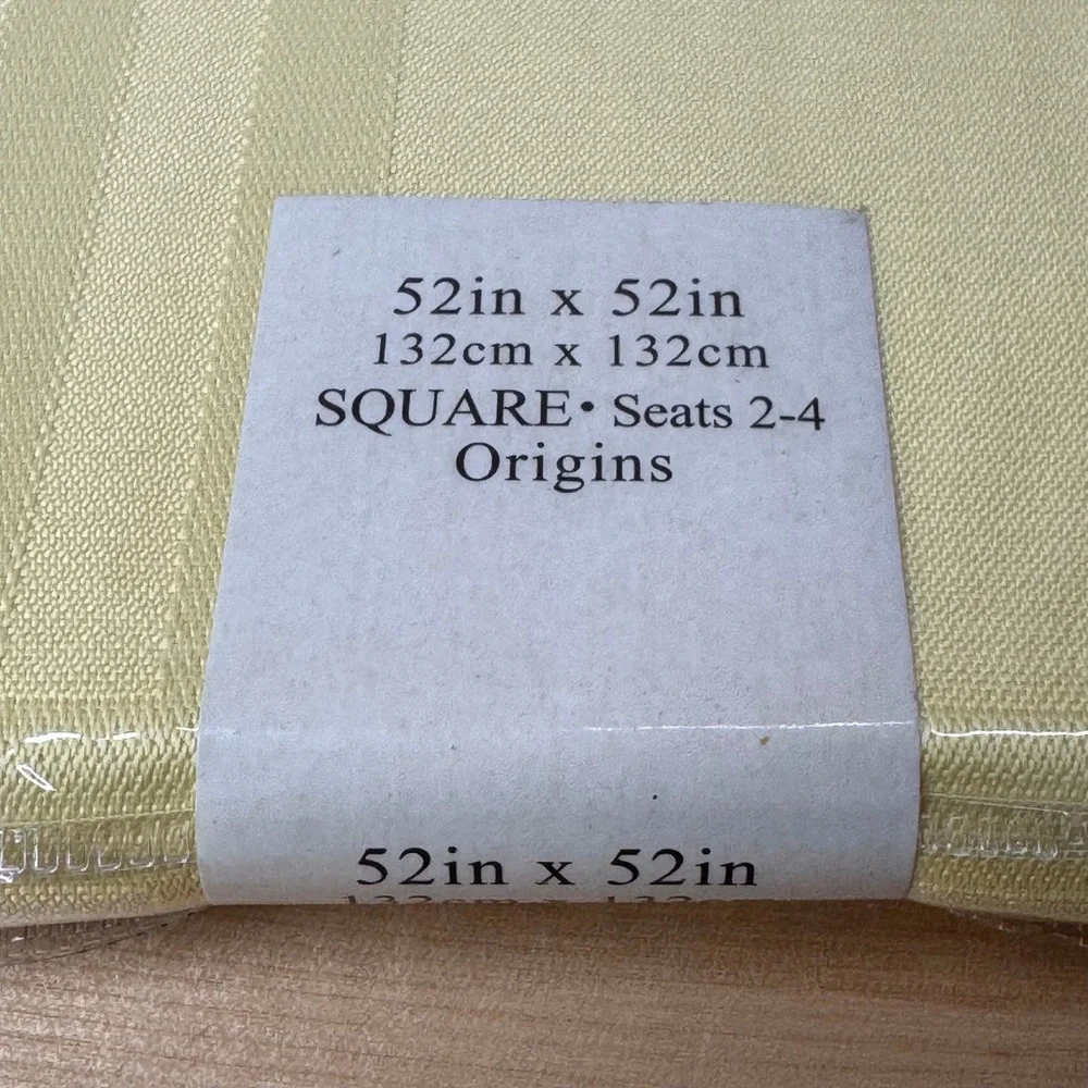 Origins Microfiber Tablecloth Yellow Square 52x52‎ Spill Proof Checkered NOS